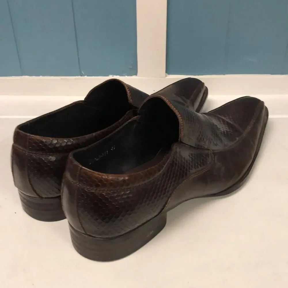 Stagecoach brown‎ leather mens shoes 41 size 11 faux snakeskin